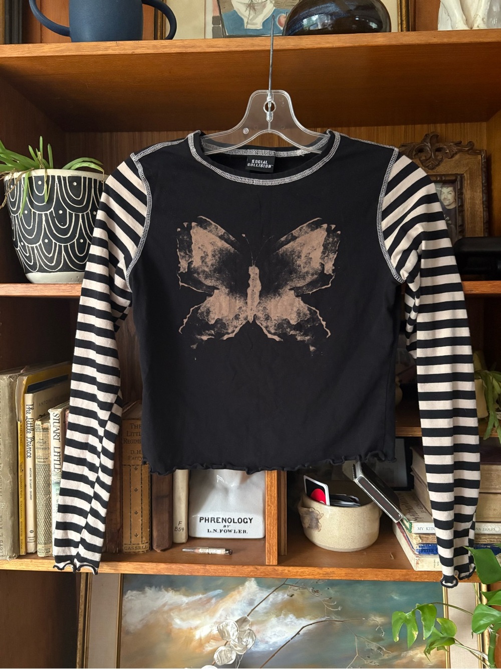 Social Collision Y2K Stripe Baby Tee S